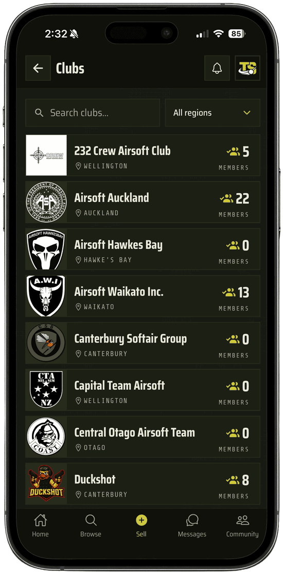 The club directory on a phone