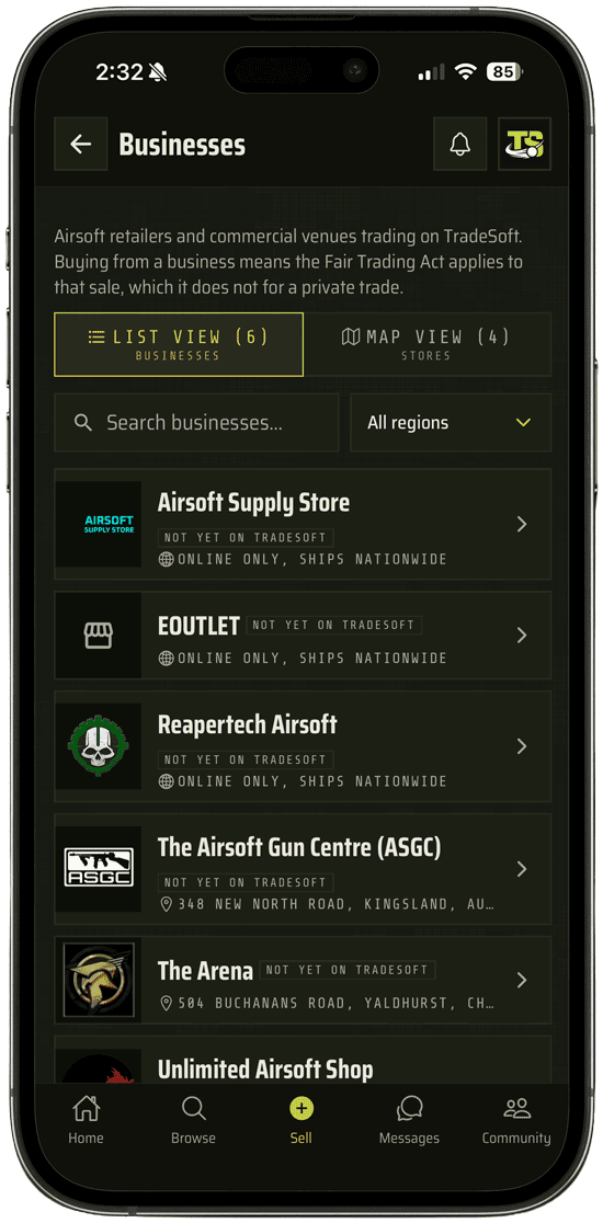 The business directory on a phone